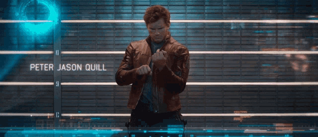 peter jason quill is standing in front of a screen that says sequencing