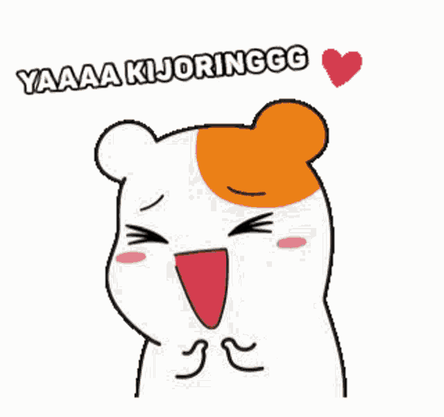 a cartoon of a hamster with its mouth open and the words yaaaa kijoringgg above it