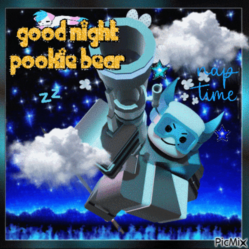 a picture of a pookie bear with the words good night pookie bear on it