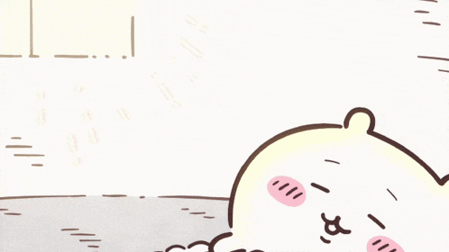 a cartoon drawing of a sheep with a pink nose and eyes