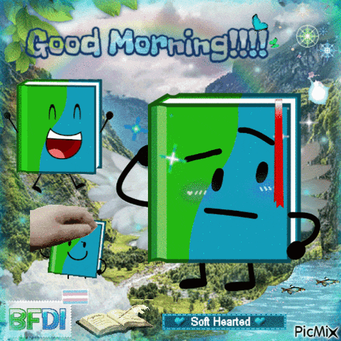 a picture of a book that says good morning !!!