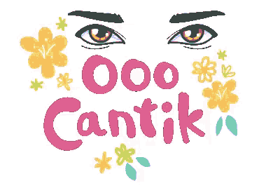 a drawing of a woman 's eyes with the words ooo cantik