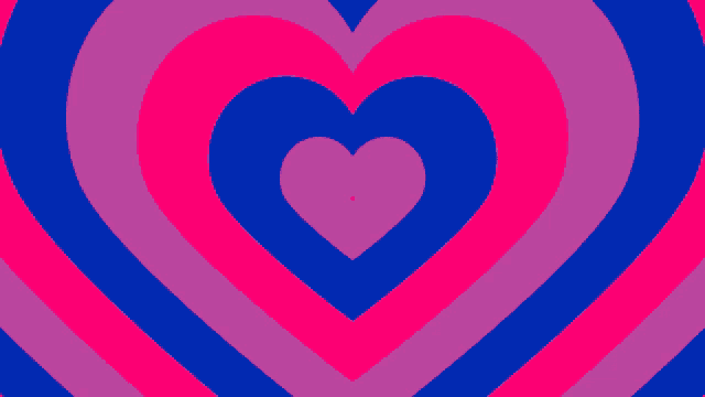 a pink and blue heart with a smaller heart in the center