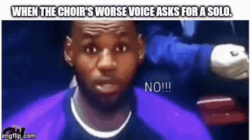 lebron james is making a funny face while sitting in a choir .