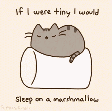 a cartoon of a cat sleeping on a marshmallow