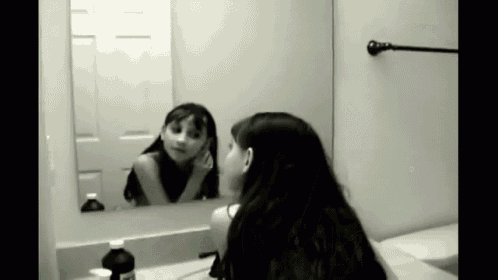 Cute Kid Mirror GIF - Scare Reflection April GIFs