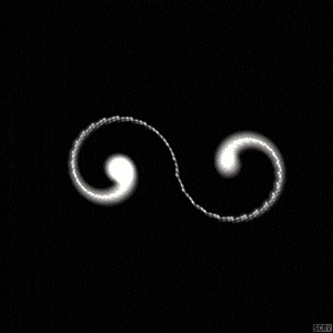 a black and white image of a swirl with the letters scgy on the bottom right