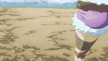 a pixel art of a girl with a white tail running