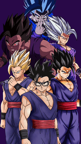 a group of cartoon characters standing next to each other
