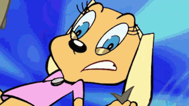 a close up of a cartoon character with blue eyes