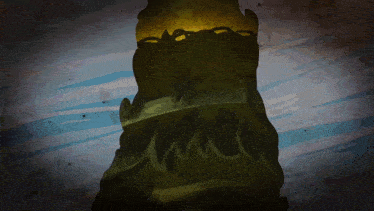 a painting of a statue of liberty with a blue and white background