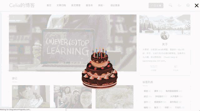 a screenshot of celia 's website with a picture of a laptop