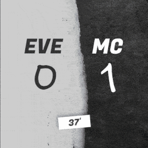 a black and white poster that says eve 0 mc 1