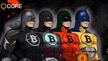 a group of four superheros with the letter b on their shirts
