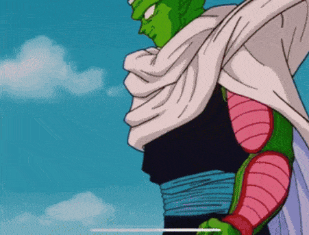 a cartoon of piccolo from dragon ball z standing in front of a blue sky