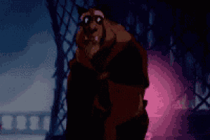 the beast from beauty and the beast is standing in a dark forest
