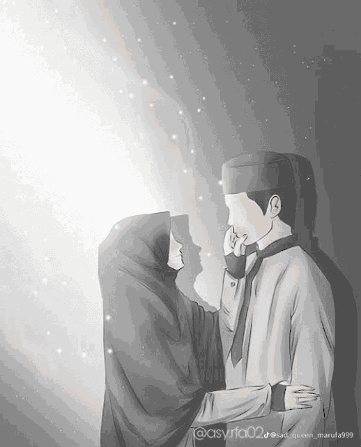 a black and white drawing of a man and a woman with the hashtag easyrfa02 on the bottom