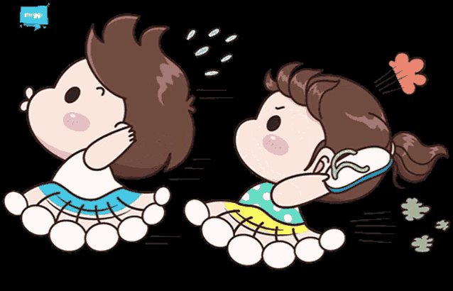 a cartoon of a girl talking on a cell phone and a boy looking at her