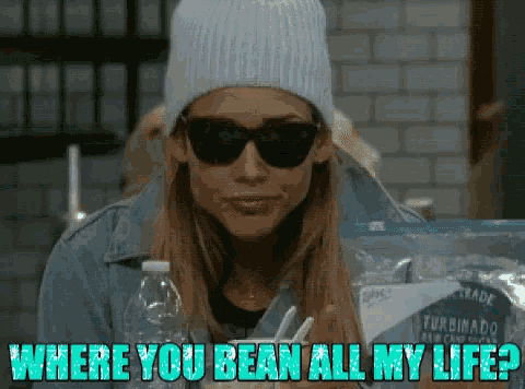 a woman wearing sunglasses and a beanie says " where you bean all my life ? "