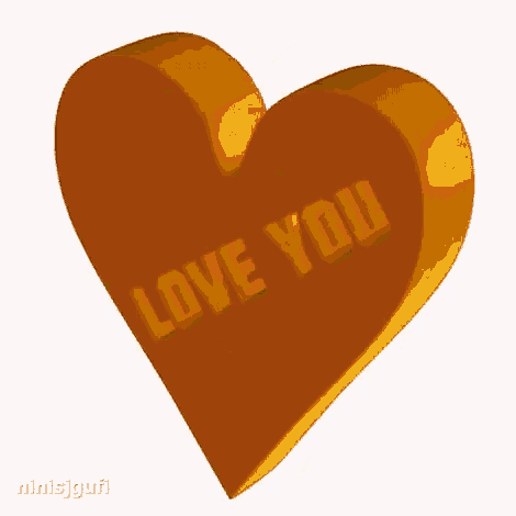 an orange heart with the word love you written on it