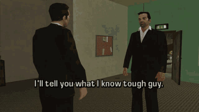 a man in a suit is talking to another man who says i 'll tell you what i know