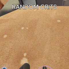 a screenshot of a video game with the words random crits at the top