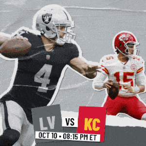 a football game between the raiders and the chiefs is scheduled for oct 10 at 8:15 pm et