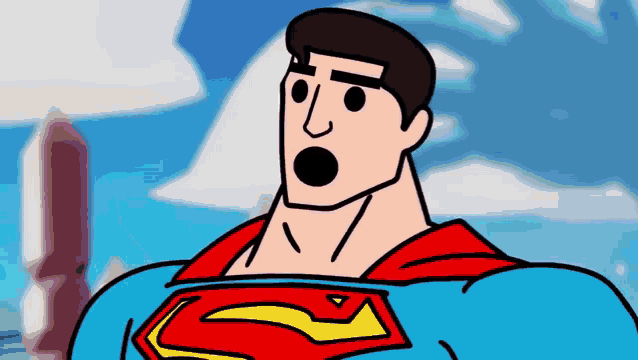 a cartoon drawing of superman with his mouth open
