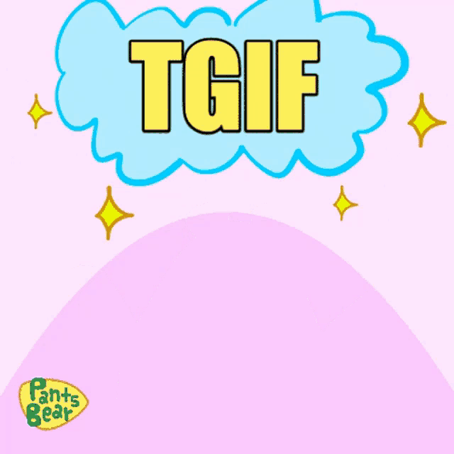 a cartoon of a bear wearing green overalls with the word tgif above him