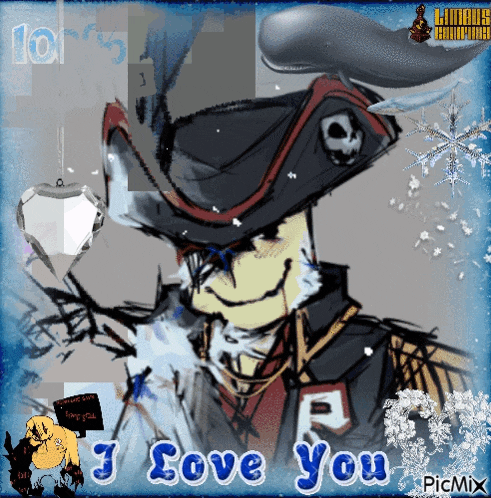 a picture of a cartoon character with the words " i love you " on the bottom