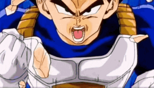 a close up of a cartoon character with his mouth open and his tongue out .