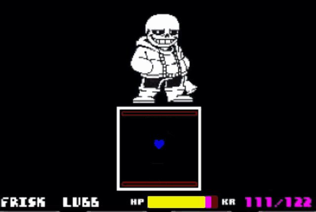 a screenshot of a video game that says frisk lugg hp