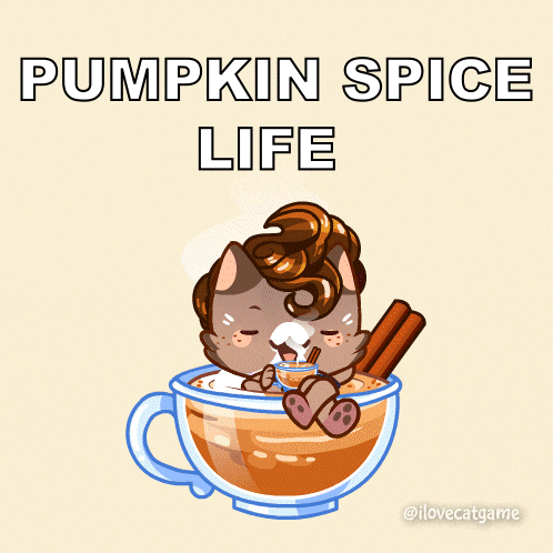 an illustration of a cat in a cup of pumpkin spice