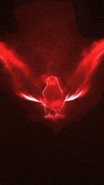 a red glowing object is floating in the air