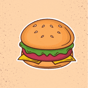 a cartoon illustration of a hamburger and the words burger shot