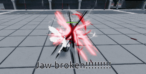 a screenshot of a video game that says jaw broken !!!