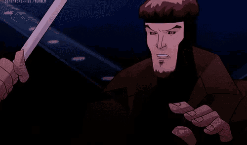 a cartoon of a man holding a stick in his hand