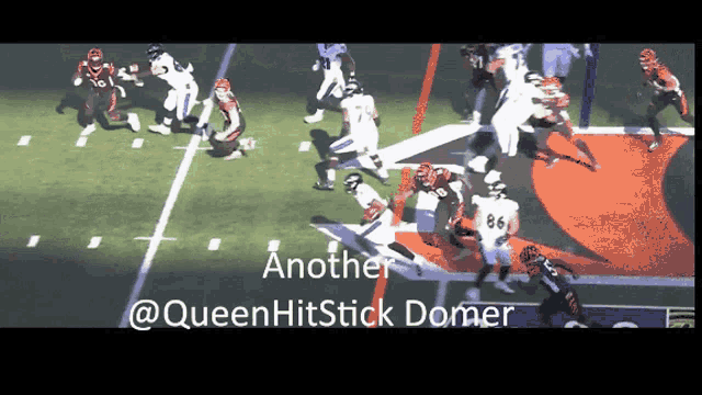 a screen shot of a football game with the words another @queenhitstick dome