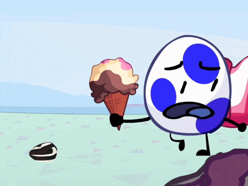 a cartoon character holding an ice cream cone
