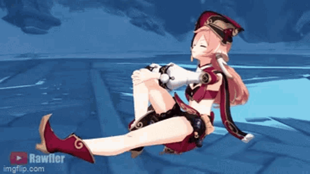 a girl with pink hair is sitting on the ground with her legs crossed in a video game .
