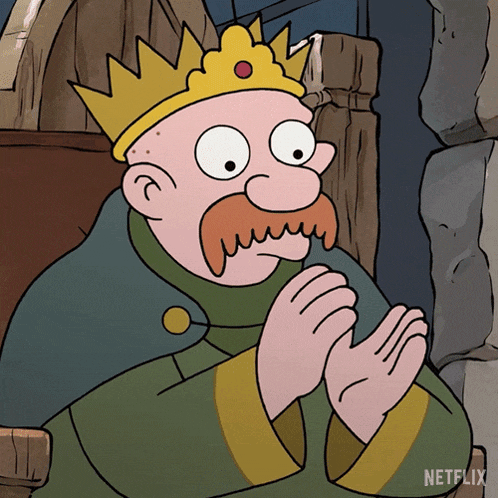 a cartoon of a man with a crown on his head and a netflix logo behind him