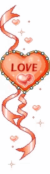 a pixel art illustration of a heart with the word love written on it