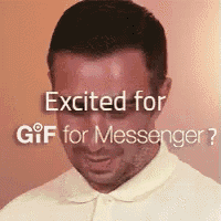 a man in a yellow shirt is excited for gif for messenger .