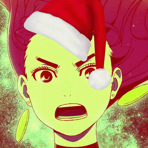 a girl with a santa hat on her head