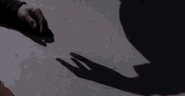 a person 's shadow is cast on a concrete surface
