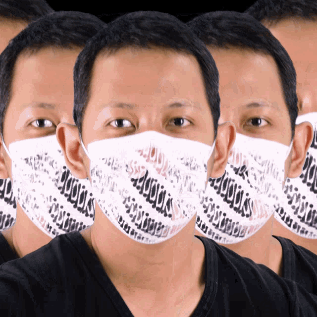 a group of men wearing face masks with the word adidas on the front