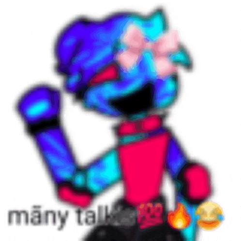 a blurry picture of a girl with a pink bow on her head and the words `` many talk '' .