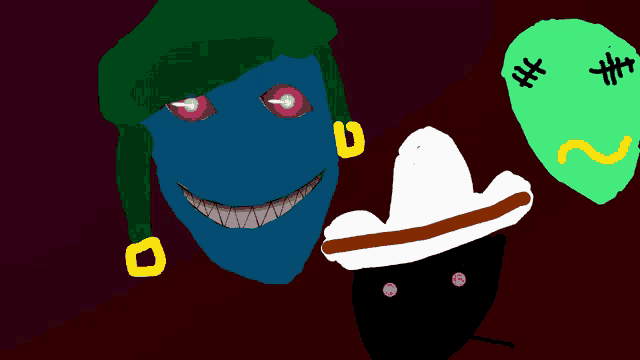 a drawing of a cartoon character with a cowboy hat