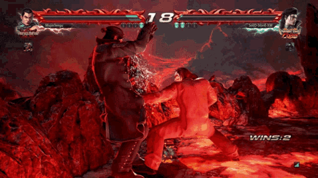 two men are fighting in a video game with the number 17 in the top left corner