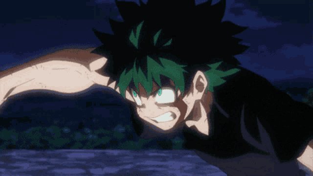 a cartoon character with green hair and green lightning coming out of his hands